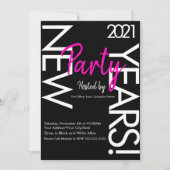 Invitation Neon New Years Party 2021 Typographie blanche rose (Devant)