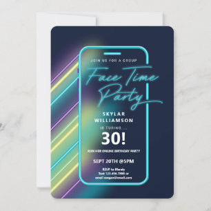 Invitation Neon Nightlife Vibe en ligne Groupe Vidéo Conversa