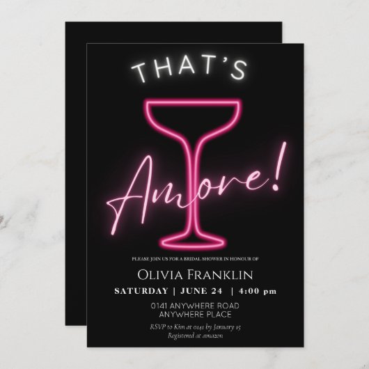 Invitation Neon nuptiale (Devant / Derrière)