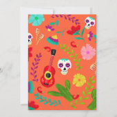 Invitation Neon orange floral mexicain 5 de mayo fiesta party (Dos)