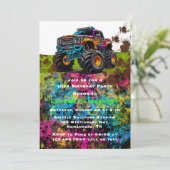 Invitation Neon Paint Monster Truck Boy Anniversaire (Debout devant)