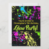 Invitation Neon Paint Splatz Glow /Laser Tag Anniversaire (Devant)