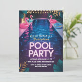 Invitation Neon Palm Springs Pool Party Birthday (Debout devant)