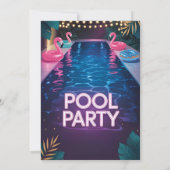 Invitation Neon Palm Springs Pool Party Birthday (Dos)