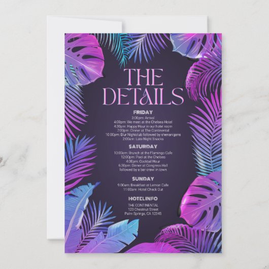 Invitation Neon Palm Tropical Bachelorette Party (Dos)