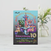 Invitation Neon Party Animaux Anniversaire (Debout devant)