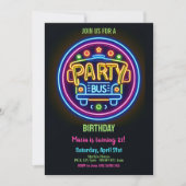 Invitation Neon Party Bus Glow Hopping 21e anniversaire (Devant)