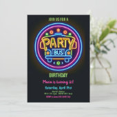Invitation Neon Party Bus Glow Hopping 21e anniversaire (Debout devant)