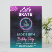 Invitation Neon Patinage sur glace Anniversaire Fête Invitati (Debout devant)