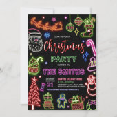 Invitation Neon Père Noël Christmas Party (Devant)