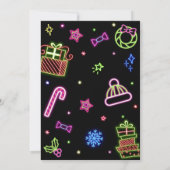 Invitation Neon Père Noël Modern Christmas Party (Dos)