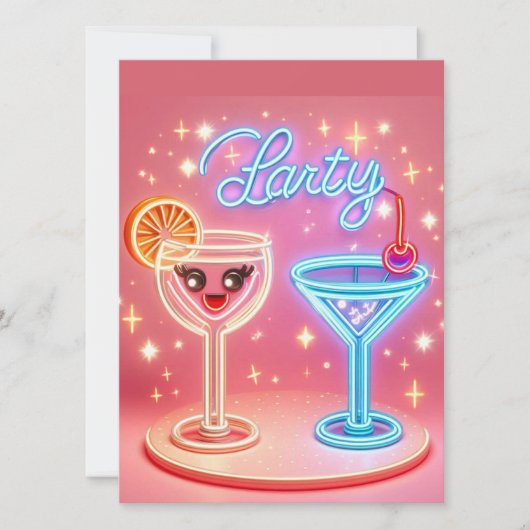 Invitation néon personnalisée pour fête (Devant)