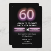 Invitation Neon Pink 60e fête d'anniversaire (Devant / Derrière)