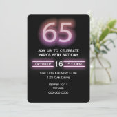 Invitation Neon Pink 65e fête d'anniversaire (Debout devant)