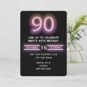 Invitation Neon Pink 90e fête d'anniversaire (Debout devant)
