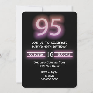 Invitation Neon Pink 95e fête d'anniversaire