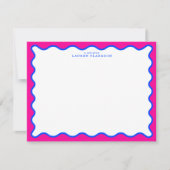 Invitation Neon Pink & Electric Blue Wavy Note Card (Devant)