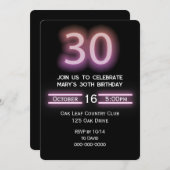 Invitation Neon Pink fête du 30e anniversaire (Devant / Derrière)
