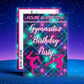Invitation Neon Pink Gymnastique Glow Birthday Party