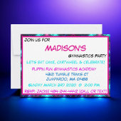 Invitation Neon Pink Gymnastique Glow Birthday Party