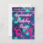 Invitation Neon Pink Gymnastique Glow Birthday Party (Devant)