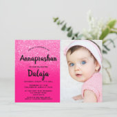 Invitation Neon pink parties scintillant sombre scénario phot (Debout devant)