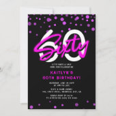 Invitation Neon Pink Soixante-dixième fête d'anniversaire (Devant)