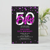 Invitation Neon Pink Trente 50e fête d'anniversaire (Debout devant)