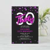 Invitation Neon Pink Trente-dixième fête d'anniversaire (Debout devant)