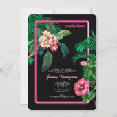Invitation Neon Pink Tropical Botanical Fête d'Anniversaire (Devant)