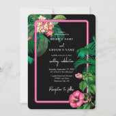 Invitation Neon Pink Tropical Retro Botanical Mariage (Devant)