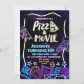 Invitation Neon Pizza Et Anniversaire de enfant De Films (Devant)