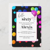 Invitation Neon Pois pour 60ème anniversaire (Devant)
