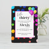Invitation Neon Pois pour la fête du 30e anniversaire (Debout devant)