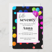 Invitation Neon Pois pour la fête du 70e anniversaire (Devant)