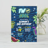 Invitation Neon Pool Summer Two Cool 2e Anniversaire (Debout devant)