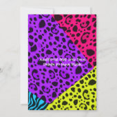 Invitation Neon Poster de animal Cheetah leopard Zebra Party (Dos)
