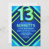 Invitation néon pour 13 ans (Devant)