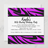 Invitation Neon Purple Zebra Stripe Bowling Party (Dos)