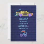 Invitation Neon Racing Car Anniversaire Photo (Devant)