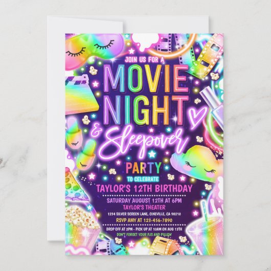 Invitation Neon Rainbow Anniversaire (Devant)