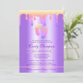 Invitation Neon Rainbow Parties scintillant Drip Luxury Baby  (Debout devant)