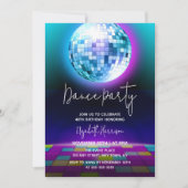 Invitation Neon Retro Dance Disco Anniversaire (Devant)