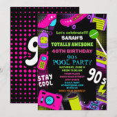 Invitation Neon Retro Retour à la fête de la piscine des anné (Devant / Derrière)
