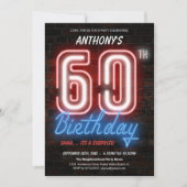 Invitation Neon Retro Surprise 60e anniversaire (Devant)