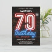 Invitation Neon Retro Surprise 70e anniversaire (Debout devant)