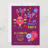 Invitation Neon ROBOT FÊTE Anniversaire de enfant Costume Fil (Devant)