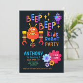 Invitation Neon ROBOT FÊTE Anniversaire de enfant Garçons Fil (Debout devant)