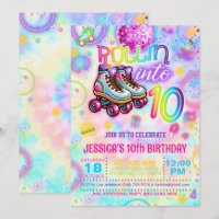 Neon Roller Tie Dye Patinage 10e anniversaire Invi