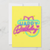 Invitation Neon rose et Jaune joyeuse fête d'anniversaire (Dos)